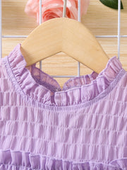 Girls Sleeveless Ruffle Collar Peplum Blouse Top For Vacation
