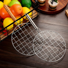 Round Stainless Steel Barbeque Mesh with Thick Handle