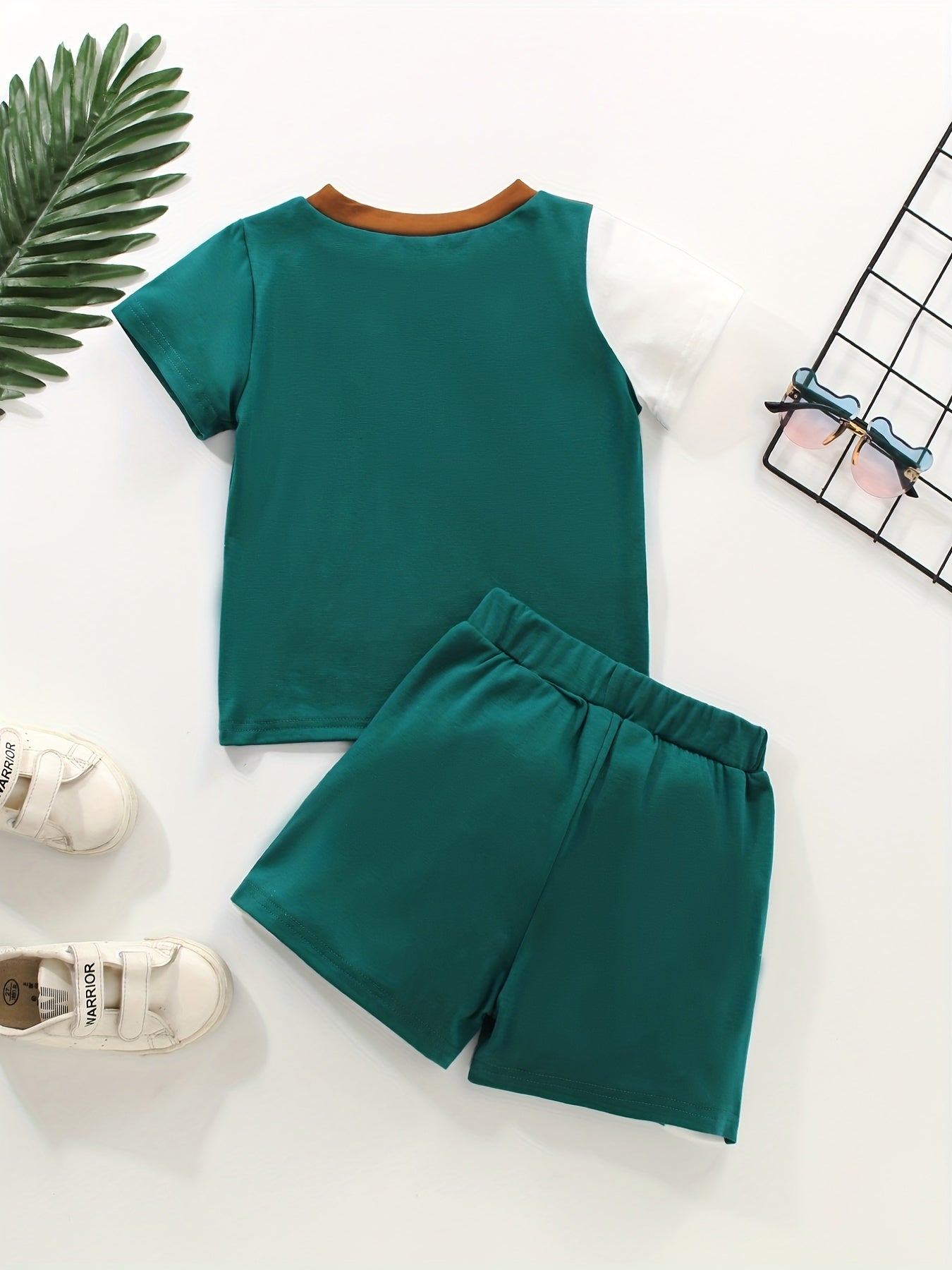 Boys Block Print 2pc Short Sleeve Top & Shorts Set