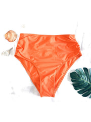 Orange High Stretch Bikini Bottom Ruched Sexy Style High Cut Beachwear Bottom
