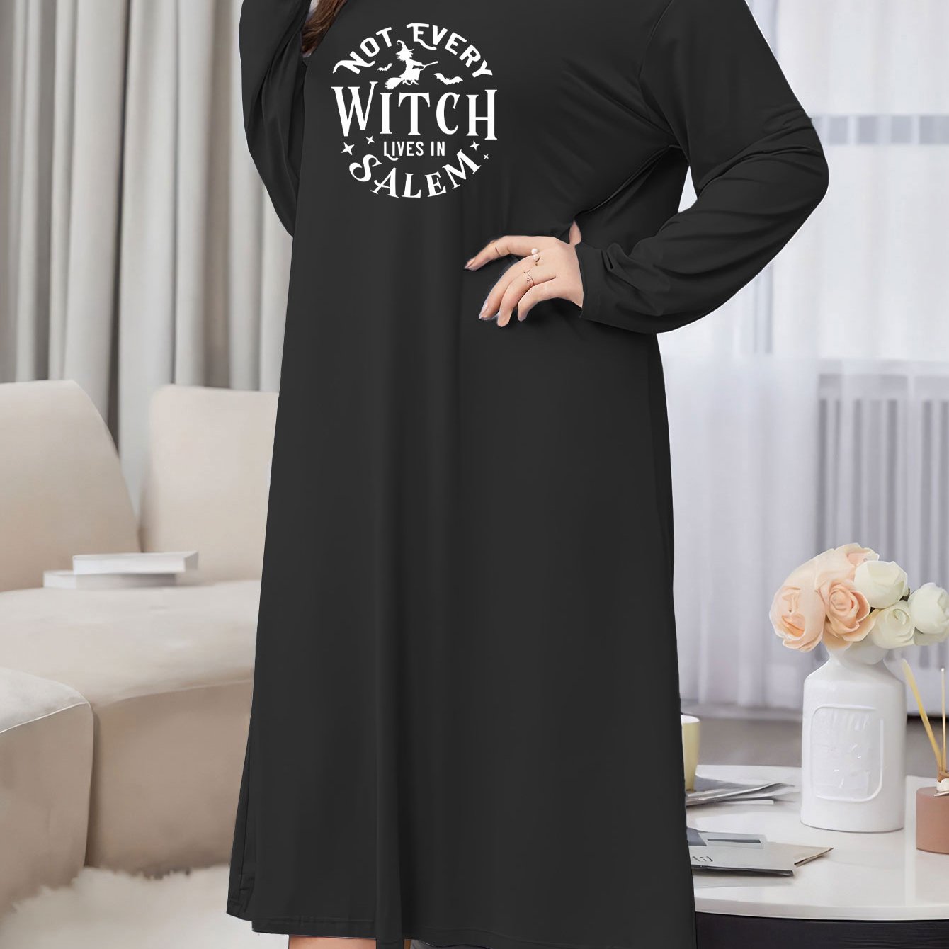 Women's Plus Size Halloween Graphic Print Sleep Dress