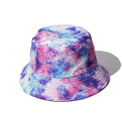 Tie Dye Printed UV Protection Bucket Hat for Outdoor Activities
