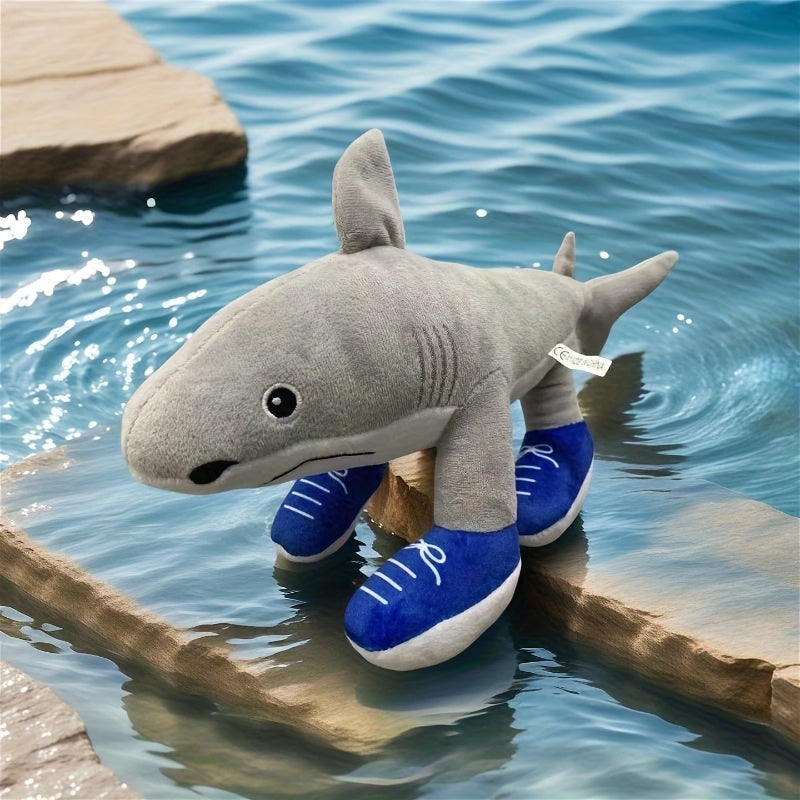 Three Legged Shark Plush Toy Soft Filler Grey Cartoon Style Home Decor Holiday G