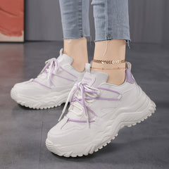 Women's Chunky Sneakers Heighten Wear Resistance Non Slip Flat Skate Shoes