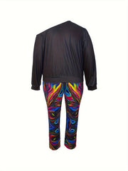 Women's Plus Abstract Print Top & Pants Set