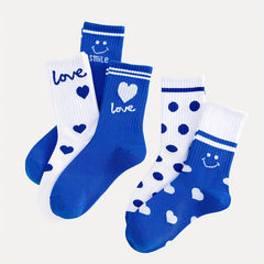 5 Pairs Soft Cotton Mid Tube Socks Pack Women's Stockings
