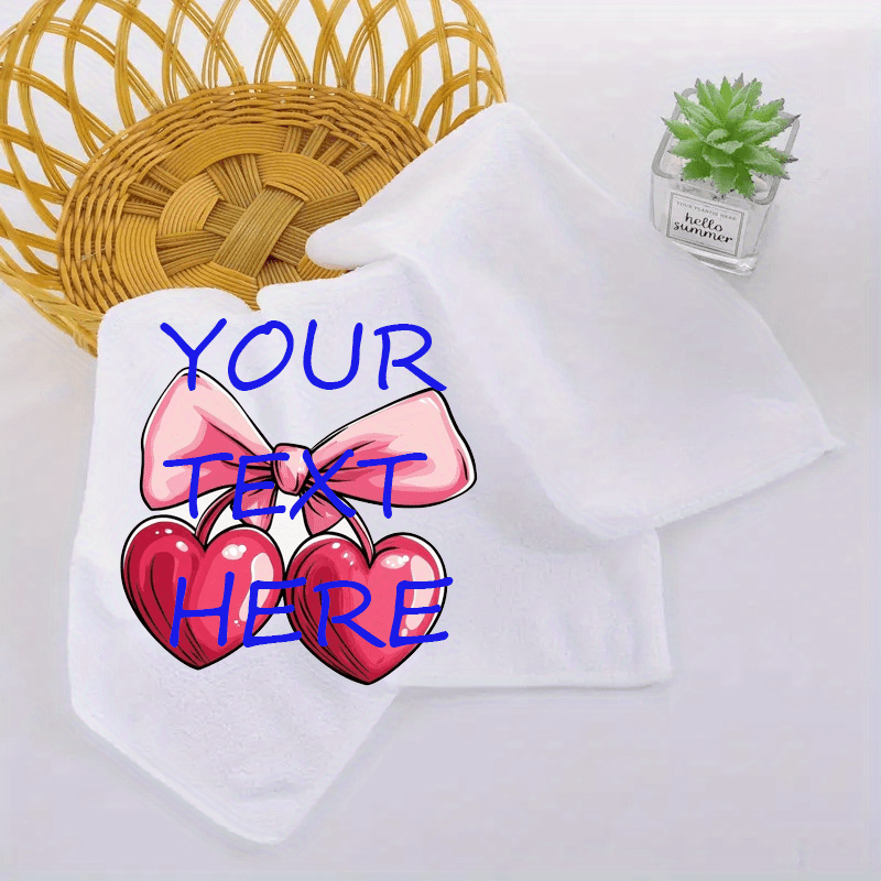 Personalized Wedding Handkerchief with Pink Bow & Heart