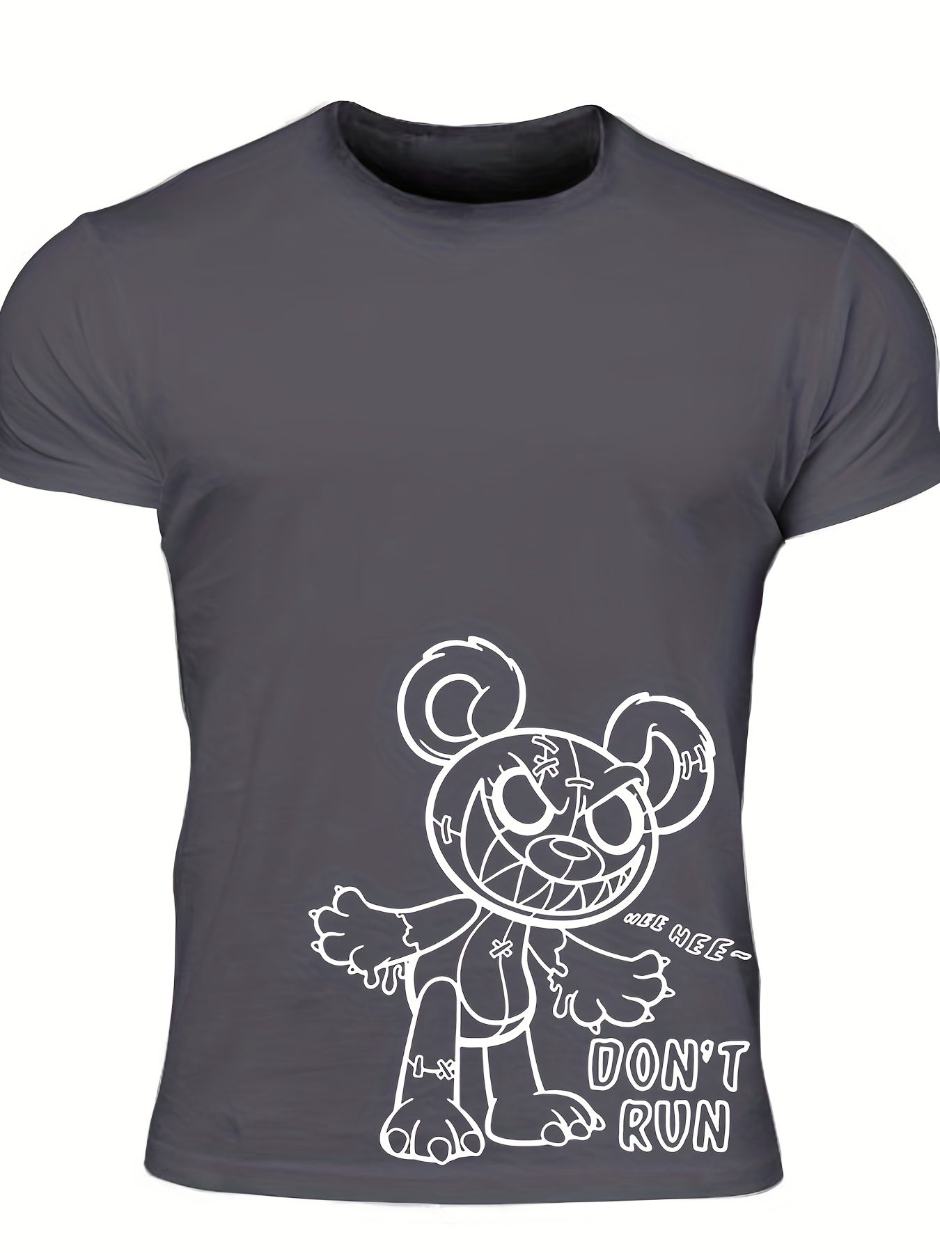 Men's Plush Print T Shirt with Stretch Crew Neck