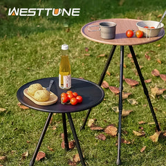 WESTTUNE Camping Round Table With Light Stand Ultralight Portable Folding Table