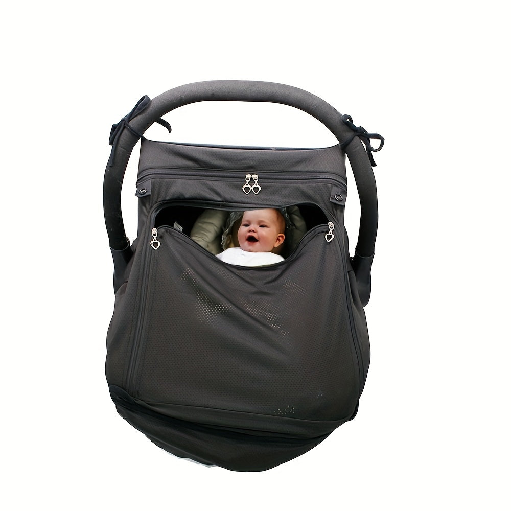 Baby Car Seat Cover with Breathable Window & Anti-Mosquito Hood