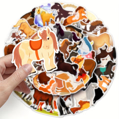 50pcs Dwarf Horse Cartoon Animal Stickers For Phone Journal Water Cup