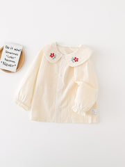 Girls Doll Collar Flower Graphic T Shirt Spring Autumn Long Sleeve Top