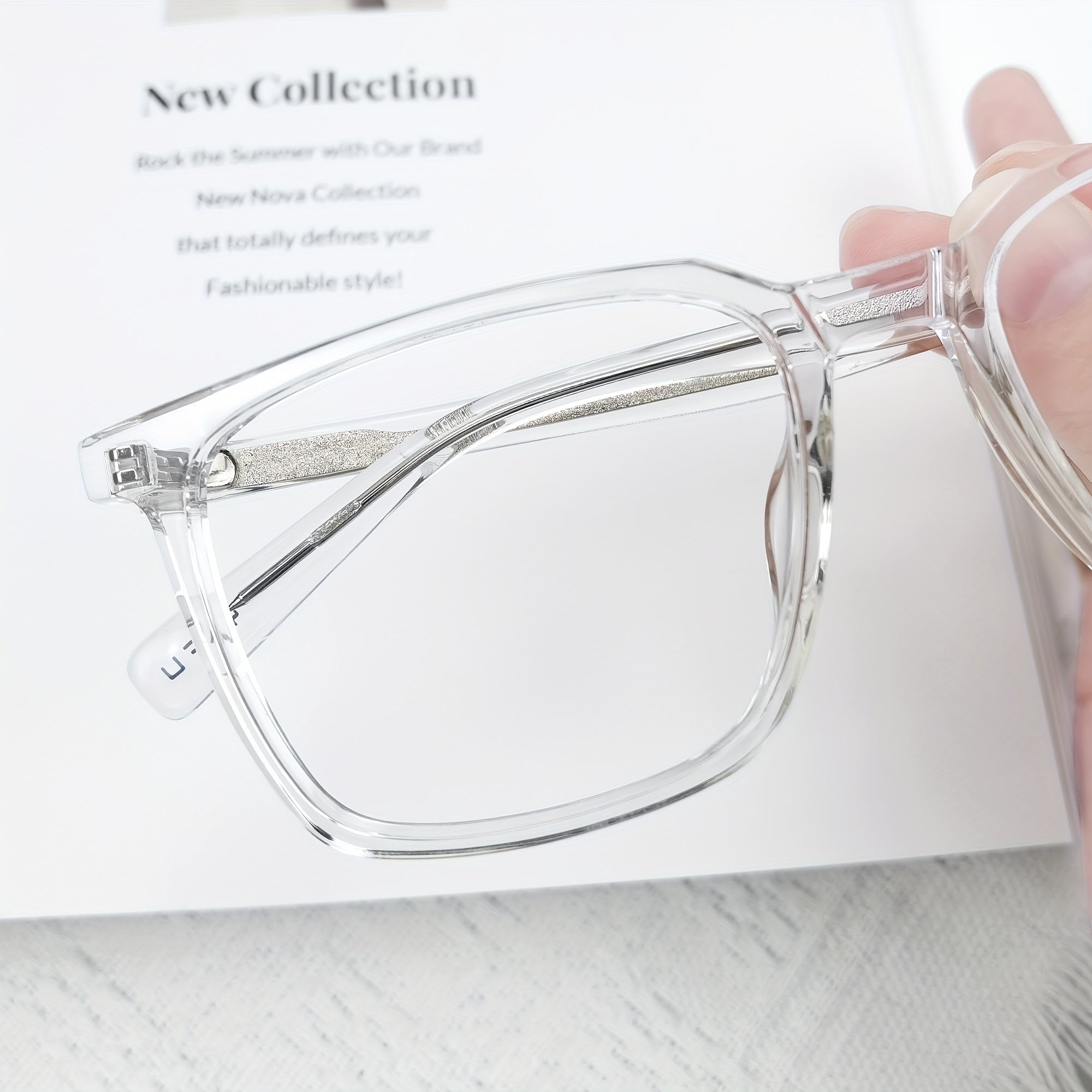 Oversized Clear Light Blocking Glasses Unisex Square Computer Glasses