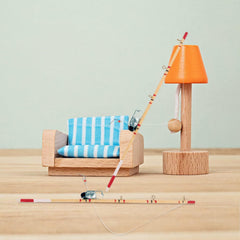 Mini Wooden Fishing Rods Set - Dollhouse 1:12 Scale Mini Models