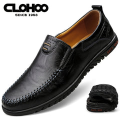 CLOHOO Customizable Leather Loafer Shoes Soft Sole Stitching Rubber Sole