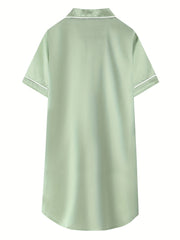 Girls Nightshirt Dress Button Down Nightgown Short Sleeve Sleepwear PJ
