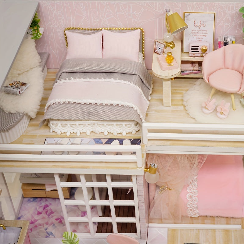 DIY Dollhouse 3D Puzzle Model with Furniture - Princess Bedroom Decor