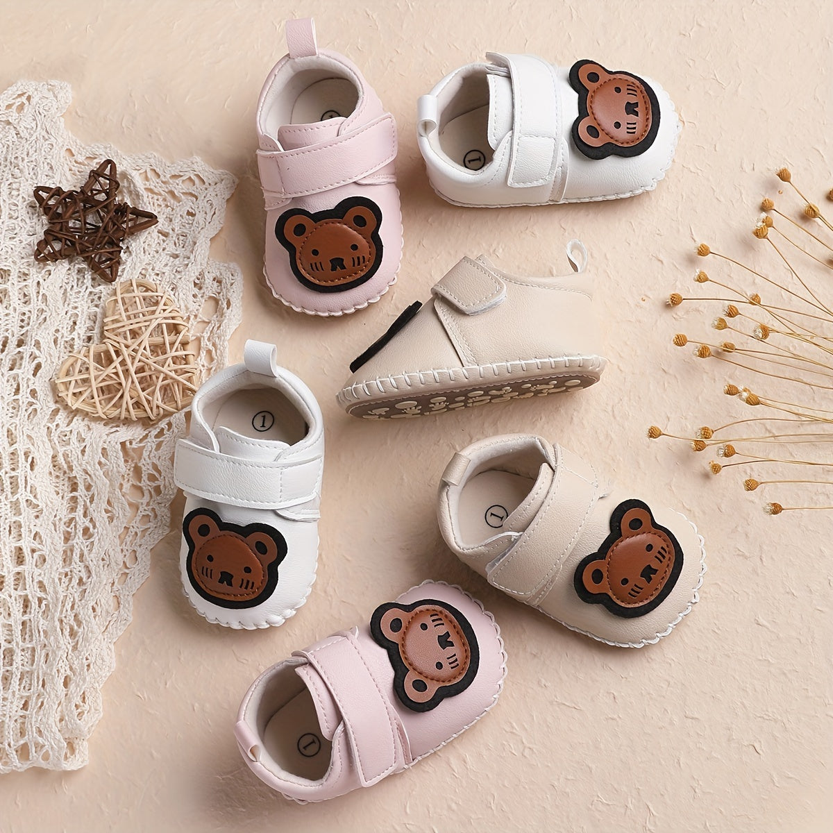 Cartoon Bear Baby Girls Sneakers Non Slip Shoes