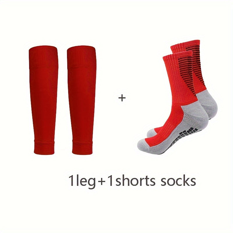Men's Nylon Blend Breathable Fitness Football Leg Cover&Anti Slip Socks