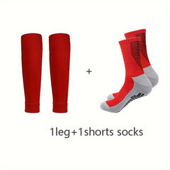 Men's Nylon Blend Breathable Fitness Football Leg Cover&Anti Slip Socks