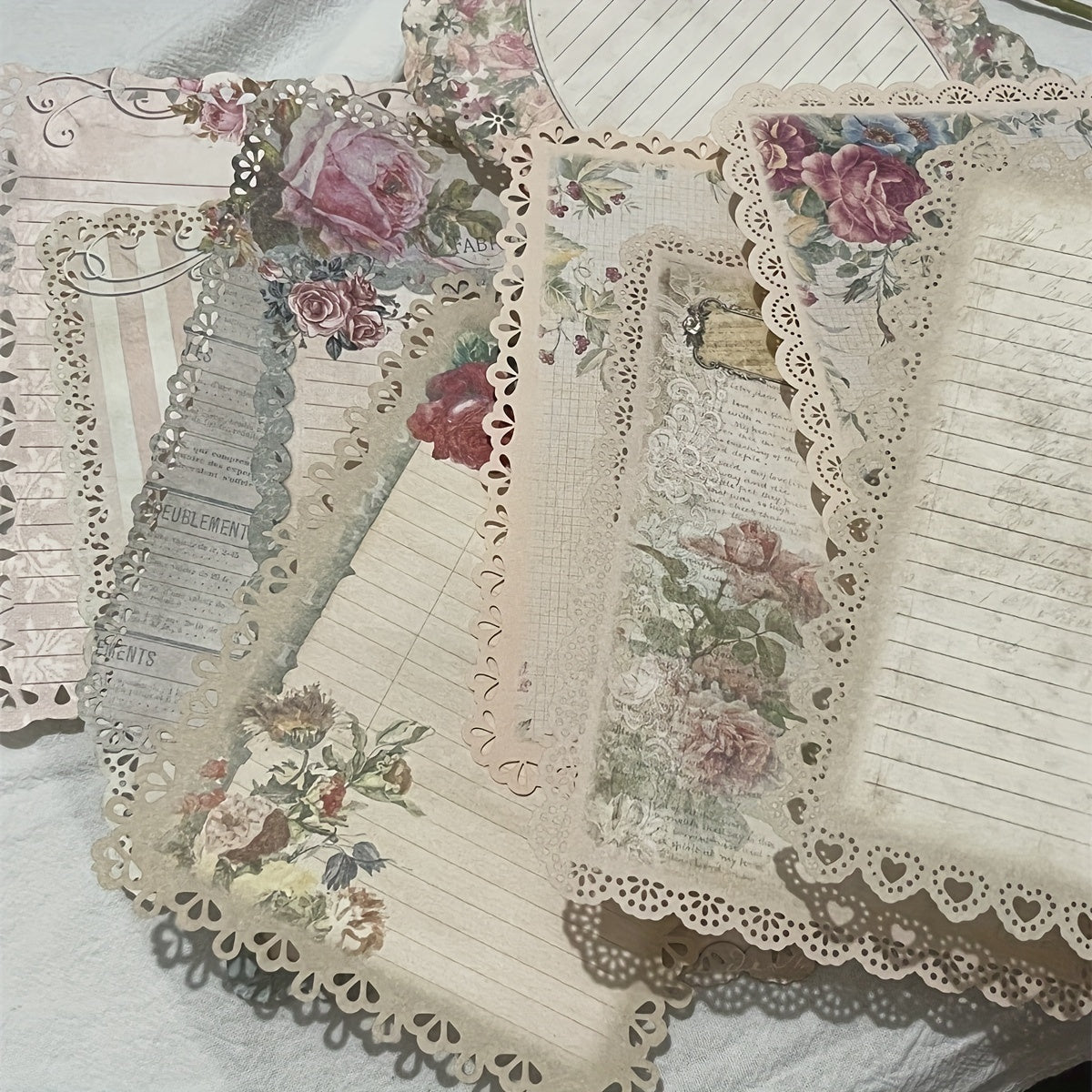 10pcs Retro Lace Journal Decoration Material For Students Teens