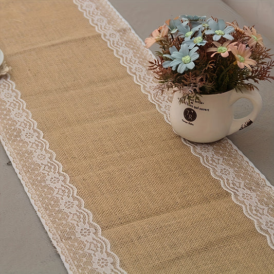 Natural Linen Table Runner Romantic Cloth For Wedding Party Decoration