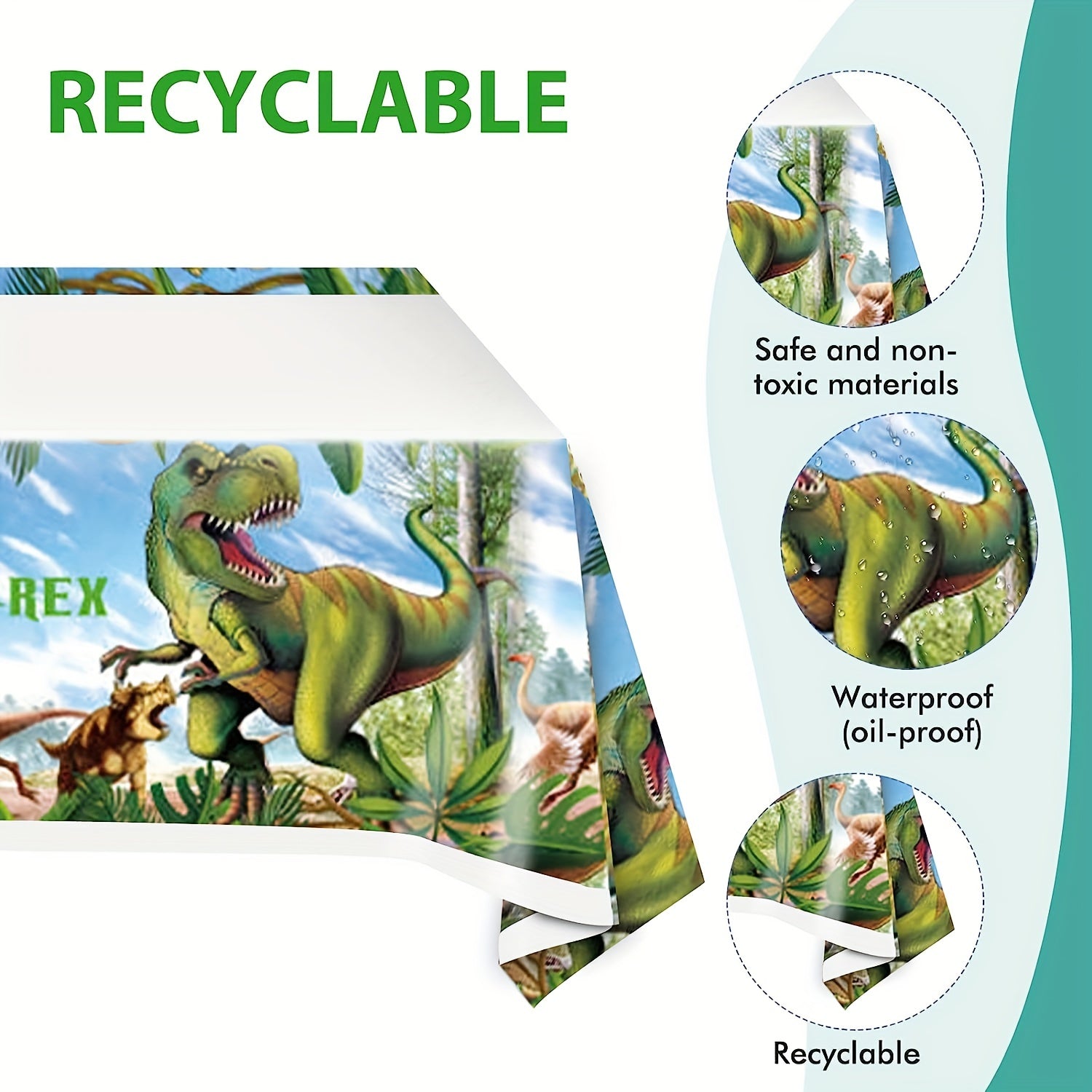 51pcs Dinosaur Birthday Party Supplies Dino Plates Napkins Tablecloth Forks