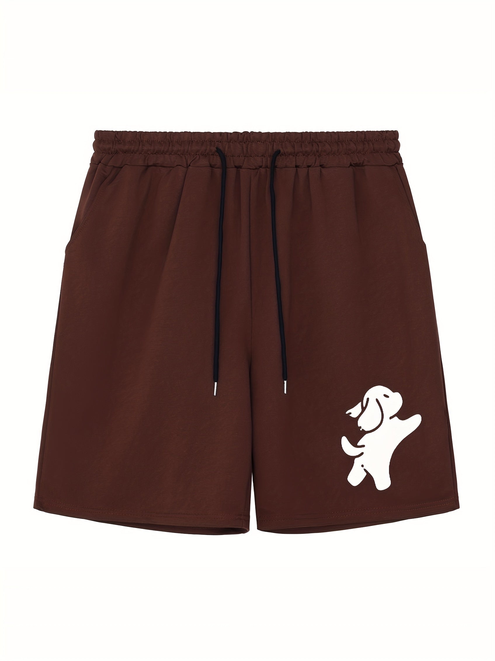Men's Dog Doodle Print Workout Shorts Active Stretch Drawstring Sports Shorts