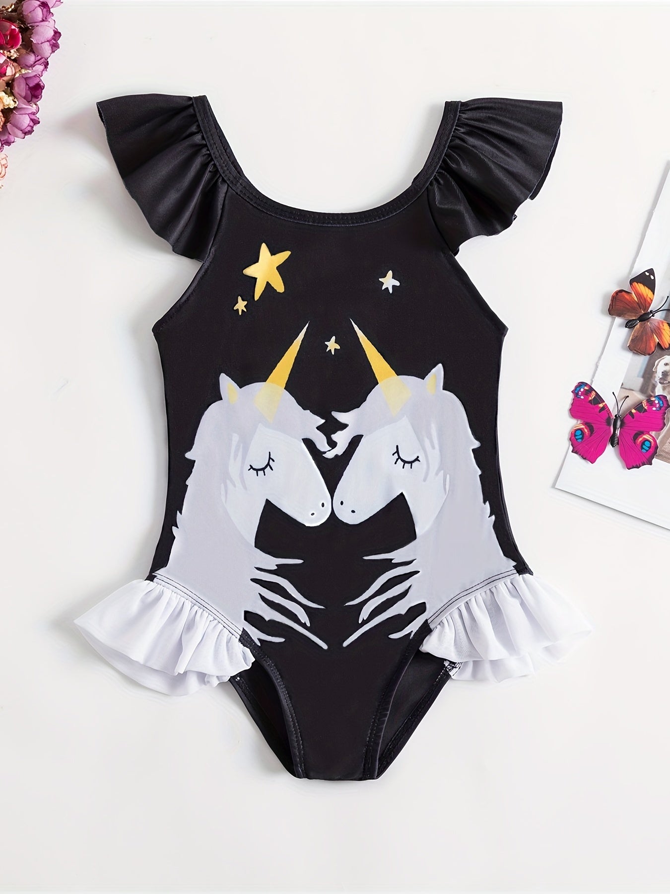 Girl's Unicorn Print Tankini Swimsuit for Beach Vacation