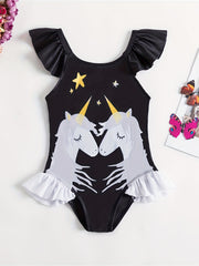 Girl's Unicorn Print Tankini Swimsuit for Beach Vacation