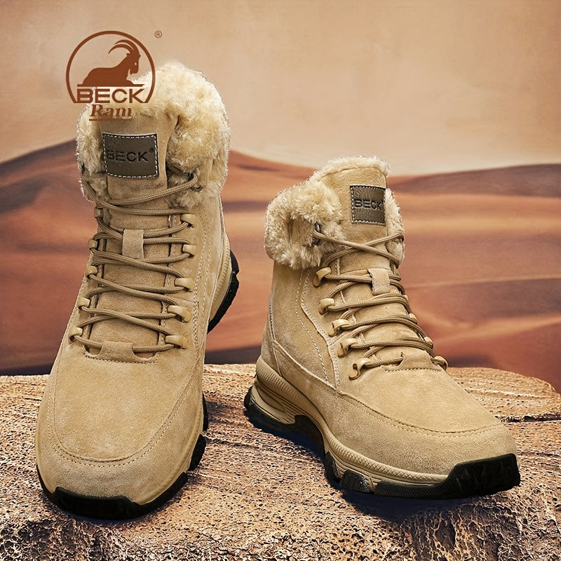 Men's Winter Thermal Snow Boots Fuzzy Lining Windproof Hiking Shoes