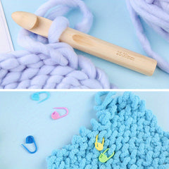 11pcs Wooden Crochet Hooks 25mm Wooden Handle Crochet Hook Bamboo Knitting Croch