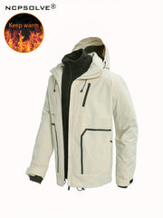 Men's Casual 3-In-1 Outdoor Jacket Hooded Windbreaker for Fall Winter