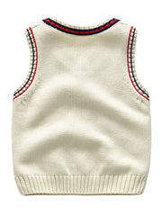 Boys V Neck Cable Knit Vest Sleeveless Pullover Sweater Top