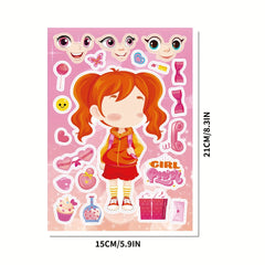 16 Sheets of DIY Dress Up Sticker Role Playing Puzzle Stickers for Girls