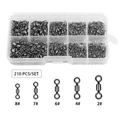 210pcs Fishing Barrel Swivels Set for Saltwater and Freshwater Fishing
