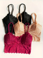 5pcs Lace Wireless Bras Scallop Trim Bra Women's Lingerie