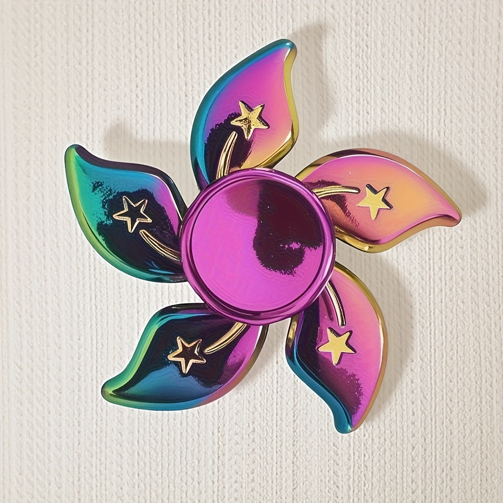 Metal Flower Fidget Spinner Purple & Pink Floral Smooth Rotating Toy