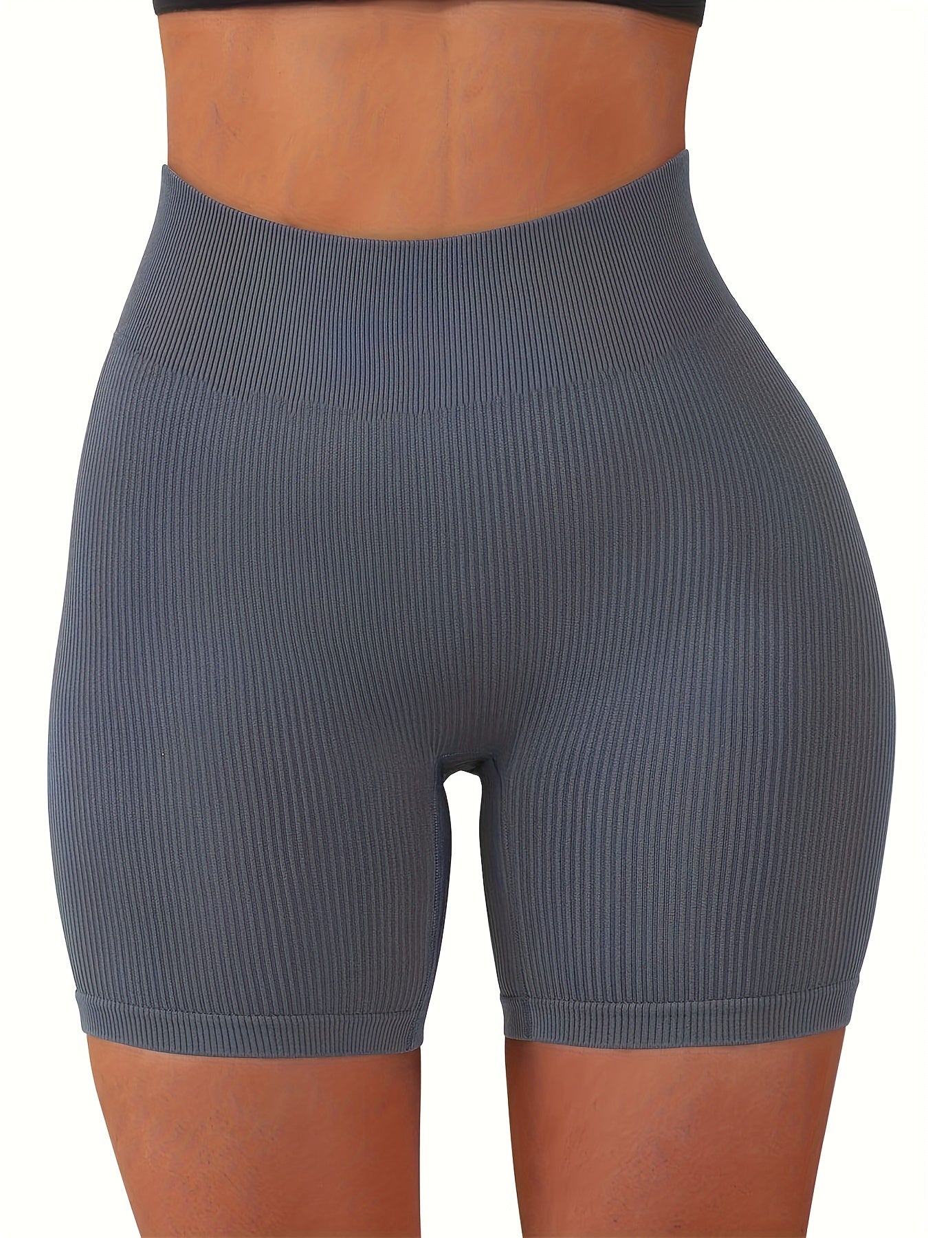 High Waist Yoga Shorts Butt Lifting Ribbed Workout Activewear