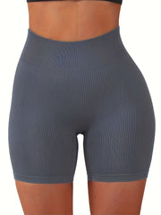 High Waist Yoga Shorts Butt Lifting Ribbed Workout Activewear