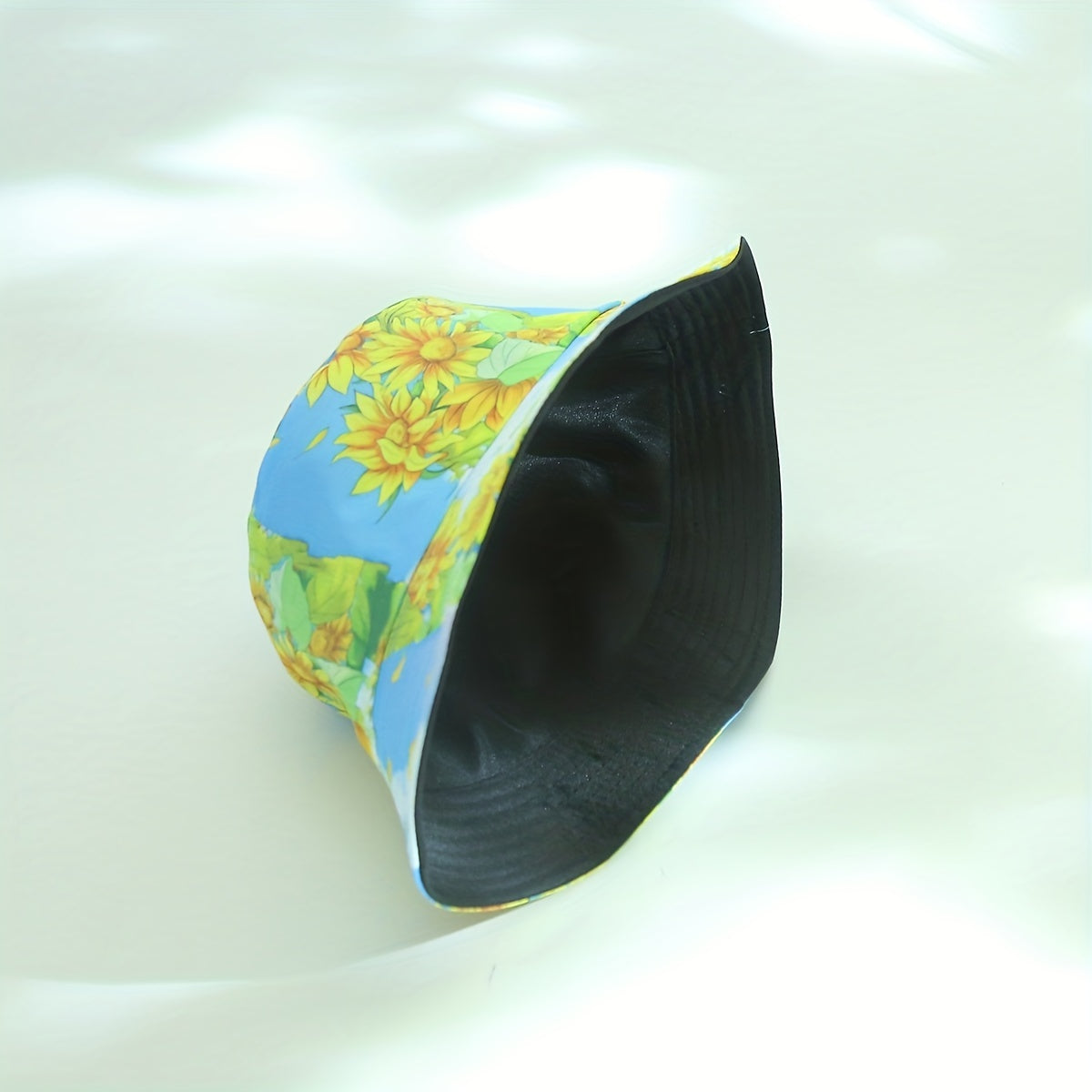 Sunflower Print Bucket Hat Reversible Sunscreen Beach Hats Fisherman Cap