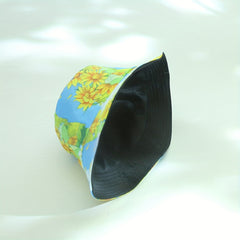 Sunflower Print Bucket Hat Reversible Sunscreen Beach Hats Fisherman Cap