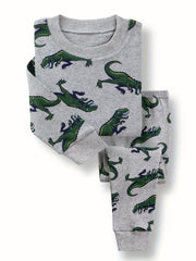 Boys' Dino Print Pajama Set Long Sleeve Top & Pants