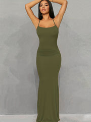 Women's Backless Bodycon Maxi Dress