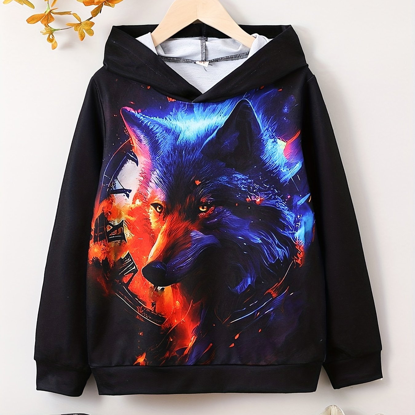 Wolf 3D Print Boys Pullover Hoodie For Spring Fall