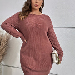 Casual Sweater Dress Women's Long Sleeve Solid Round Neck