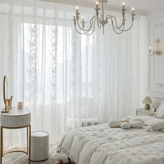 Romantic Lace Sheer Curtain Rod Pocket for Home Decor