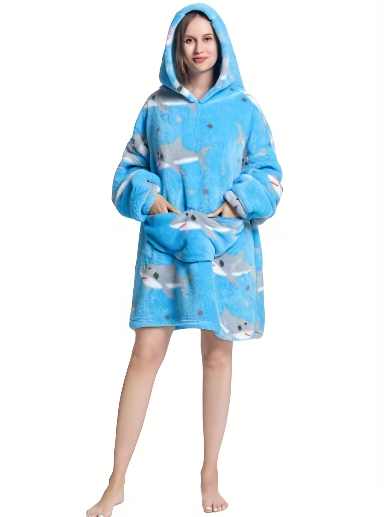 Puppy Pattern Fleece Hooded Blanket