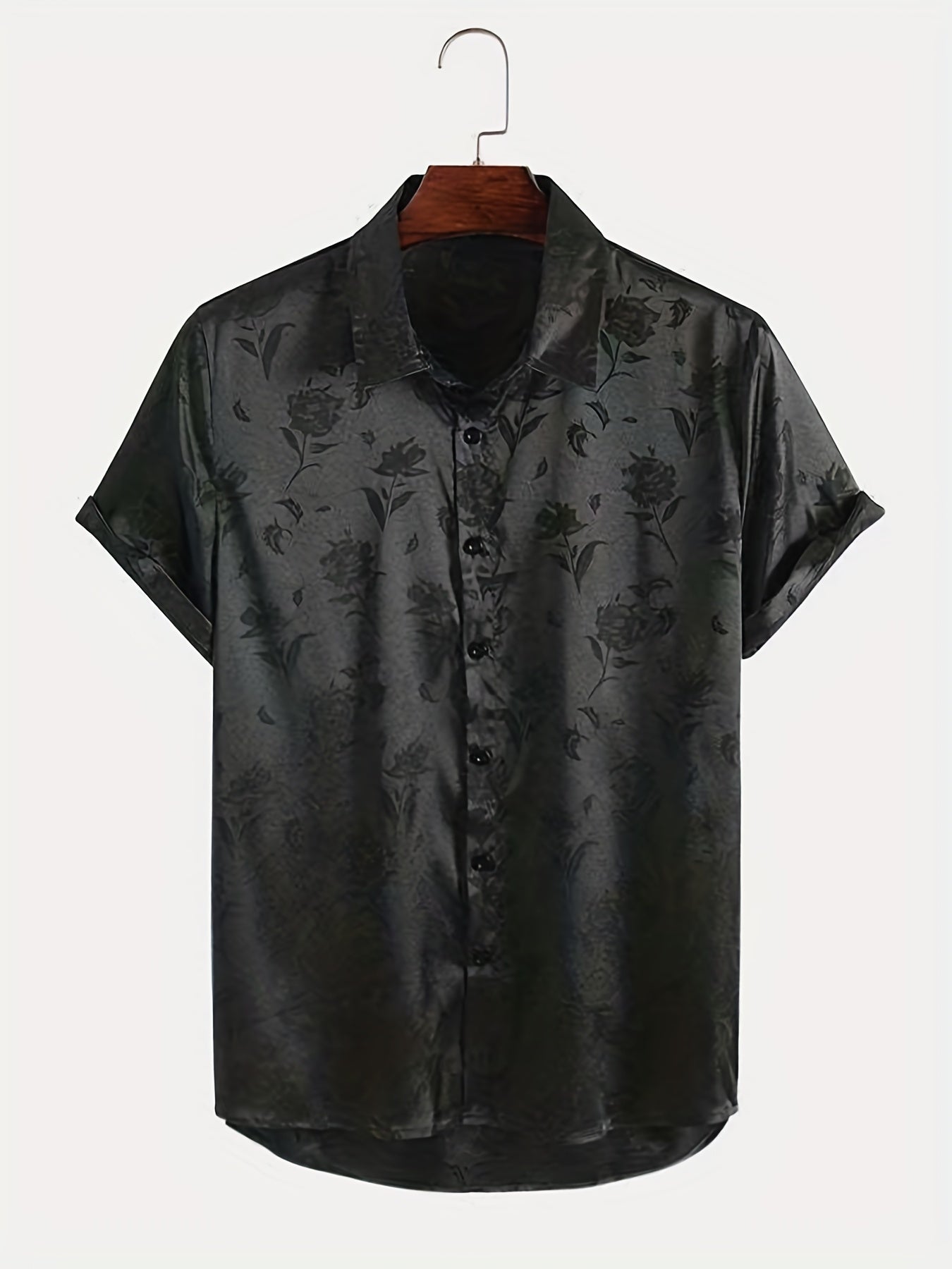 Men's Floral Print Short Sleeve Shirt for Summer Vacation