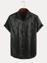 Men's Floral Print Short Sleeve Shirt for Summer Vacation